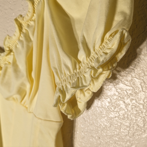 Pastel Yellow Frilly Peasant Top with Corset Style Bodice - Picture 6 of 7